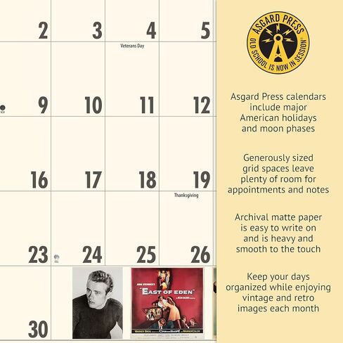Asgard Press 2026 Vintage Movie Posters Deluxe Wall Calendar, 16 Months, Frame-Ready Classic Movie Poster Art with Commentary, 11"x30" (Size When Open) in Saudi Arabia