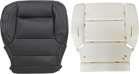 Driver Side Bottom Non-Perforated Leather Seat Cover and Foam Cushion Black Compatible with Chevy Silverado GMC Sierra 1500 2500HD 3500HD 2014 2015 2016 2017 2018 2019 in Kuwait