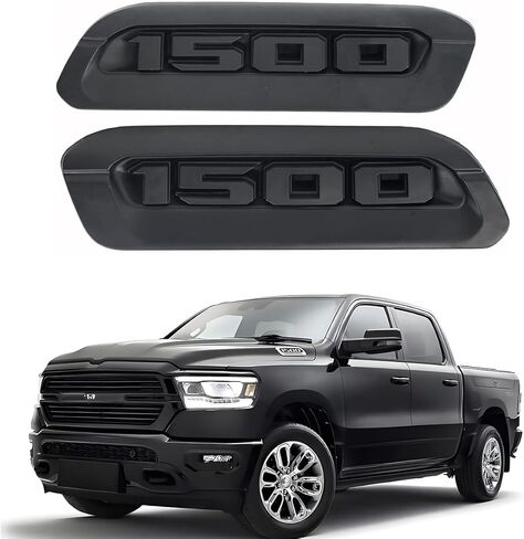 غطاء محرك السيارة بشعار الجانب الأيمن والأيسر، إطار أسود متوافق مع 2019-2022 Ram 1500، استبدل 68309877AA 68276336AA in Saudi Arabia