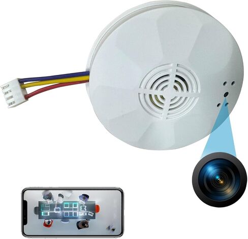 WiFi Wiring Smoke Video Detector Real-Time Camera 4K Ultra HD Clarity Small Nanny Cam with Night Vision Clear and Motion Detection Home Surveillance Security No Audio in Kuwait