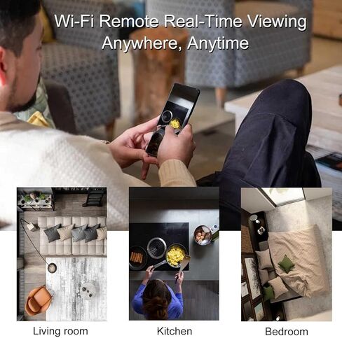 WiFi Wiring Smoke Video Detector Real-Time Camera 4K Ultra HD Clarity Small Nanny Cam with Night Vision Clear and Motion Detection Home Surveillance Security No Audio in Kuwait