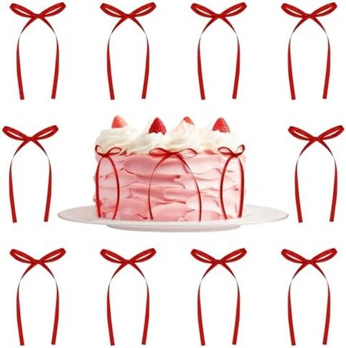 10 عبوات من أقواس الكعك ذات الشريط الوردي، زينة كعكة عيد الميلاد على شكل قوس وردي لديكورات حفلات القوس المغناج، حرفة تغليف هدايا الحلوى DIY لحفلات الزفاف وحفلات أعياد الميلاد in Saudi Arabia