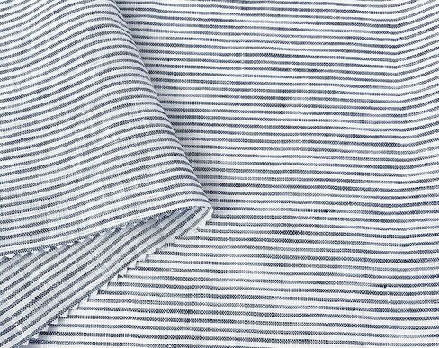 100% Linen Fabric – Lightweight Prewashed – Horizontal Stripe Patterns – Precut Style – Soft & Breathable – 52" Width – by The Linen Lab (Blue 6281, 1 Yard pre Cut) in Saudi Arabia