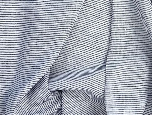 100% Linen Fabric – Lightweight Prewashed – Horizontal Stripe Patterns – Precut Style – Soft & Breathable – 52" Width – by The Linen Lab (Blue 6281, 1 Yard pre Cut) in Saudi Arabia