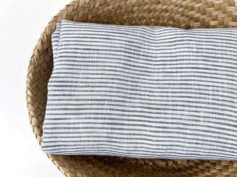 100% Linen Fabric – Lightweight Prewashed – Horizontal Stripe Patterns – Precut Style – Soft & Breathable – 52" Width – by The Linen Lab (Blue 6281, 1 Yard pre Cut) in Saudi Arabia