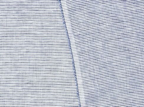 100% Linen Fabric – Lightweight Prewashed – Horizontal Stripe Patterns – Precut Style – Soft & Breathable – 52" Width – by The Linen Lab (Blue 6281, 1 Yard pre Cut) in Saudi Arabia