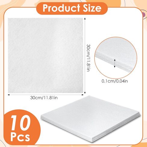 10 قطع 12 × 12 بوصة من صفائح النسيج اللباد للحرف اليدوية 1 مم مربعات سميكة ورق اللباد DIY للخياطة اليدوية قماش اللباد غير المنسوج (أبيض) in Kuwait
