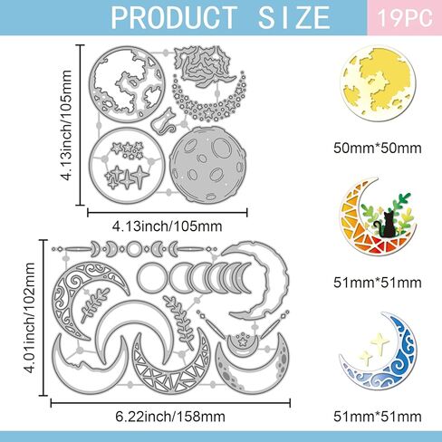 GLOBLELAND Moons Phase Corner Cutting Dies for Card Making Planet Cat and Bat Metal Die Cuts Star Leaves Plants Cuts Stencils for DIY Embossing Paper Cuts Scrapbooking Decor in Saudi Arabia