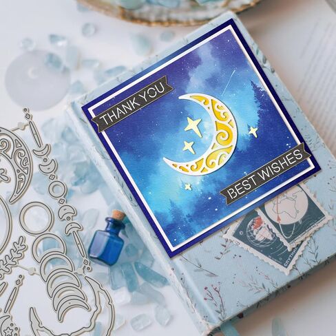 GLOBLELAND Moons Phase Corner Cutting Dies for Card Making Planet Cat and Bat Metal Die Cuts Star Leaves Plants Cuts Stencils for DIY Embossing Paper Cuts Scrapbooking Decor in Saudi Arabia