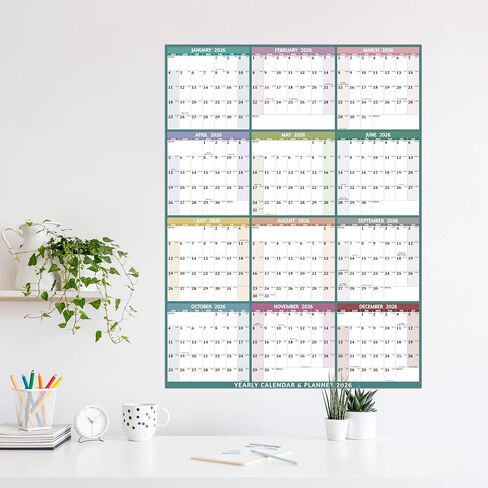 Yearly Wall Calendar 2026 - Large Yearly Calendar 2026 Vetical, Jan 2026 - Dec 2026, 33.7" x 45.1" (Open), 2026 Calendar, Large Wall Calendar 2026, Full Year Paper Calendar with Notes, Thicker Paper, Multi in Saudi Arabia