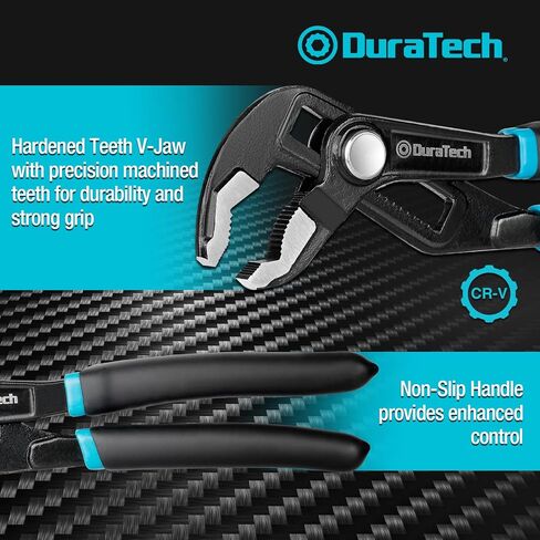 DURATECH Water Pump Pliers Set, Push-Lock Pliers Set, Upgrade Thicker Handle, 8-inch, 10-inch, 12-inch, Chrome Vanadium Steel, Organized in Pouch in Kuwait