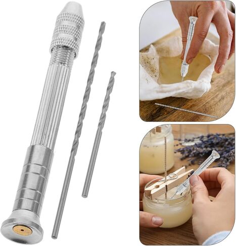 NUOBESTY 1set DIY Candle Hole Puncher Tool with Long Drill Bits Precision Hand Drill for Manual Work Sturdy Rotary Tool for Candle Making and Crafts in Saudi Arabia