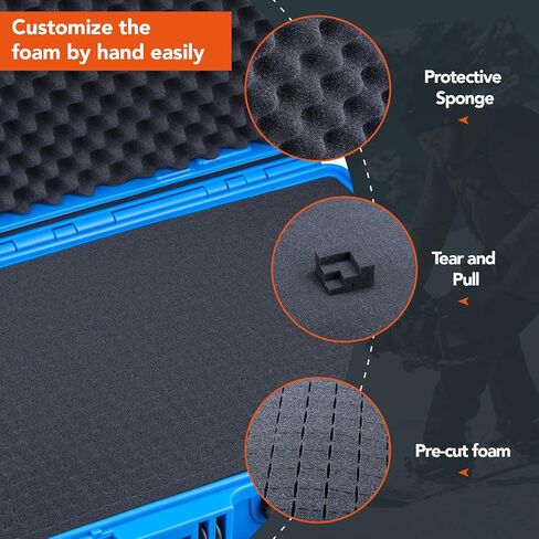 Lykus HC-3810 Waterproof Hard Case with Customizable Foam Insert, Interior Size 14.96x11.02x5.3 in, Suitable for camera,lens,drone,mic,flashlight,telescope,action cam,electronics,tools,and more in Kuwait