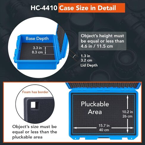 Lykus HC-3810 Waterproof Hard Case with Customizable Foam Insert, Interior Size 14.96x11.02x5.3 in, Suitable for camera,lens,drone,mic,flashlight,telescope,action cam,electronics,tools,and more in Kuwait