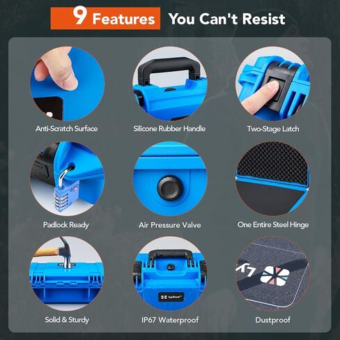 Lykus HC-3810 Waterproof Hard Case with Customizable Foam Insert, Interior Size 14.96x11.02x5.3 in, Suitable for camera,lens,drone,mic,flashlight,telescope,action cam,electronics,tools,and more in Kuwait