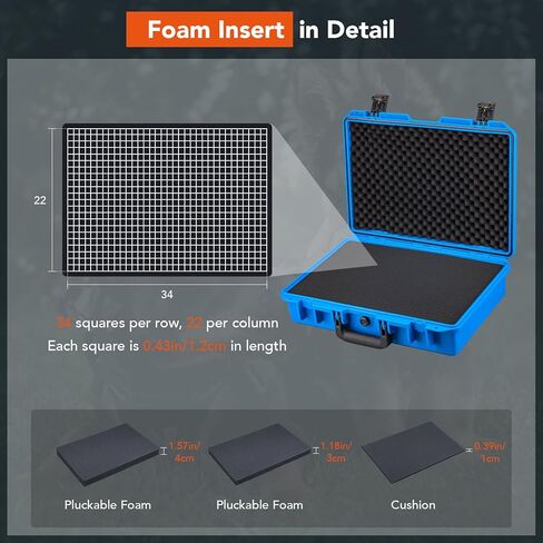 Lykus HC-3810 Waterproof Hard Case with Customizable Foam Insert, Interior Size 14.96x11.02x5.3 in, Suitable for camera,lens,drone,mic,flashlight,telescope,action cam,electronics,tools,and more in Kuwait