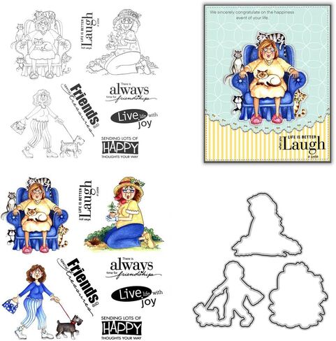 Birthday Girl Stamps and Die Cuts for Card Making Roses Flowers Transparent Silicone Clear Stamp and Metal Cutting Dies Sets for DIY Scrapbooking Paper Crafting Seals Decorative Supplies in Saudi Arabia