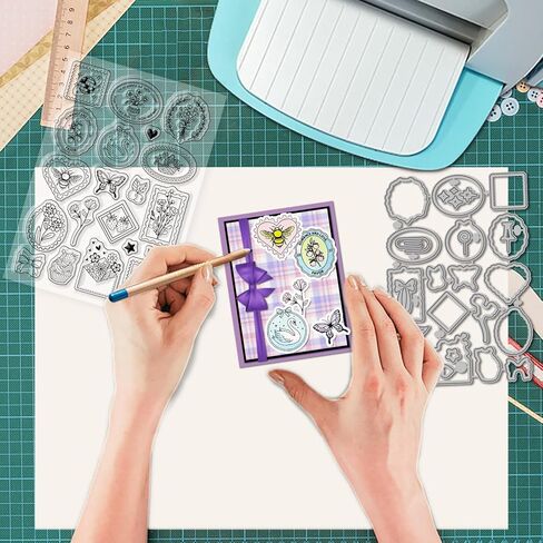 GLOBLELAND Lady Tags Clear Stamps and Cutting Dies Set for Card Making Elegant Plants Stamps Silicone Transparent Stamp Flower Frames Die Cuts for DIY Scrapbooking Embossing Photo Album in Saudi Arabia