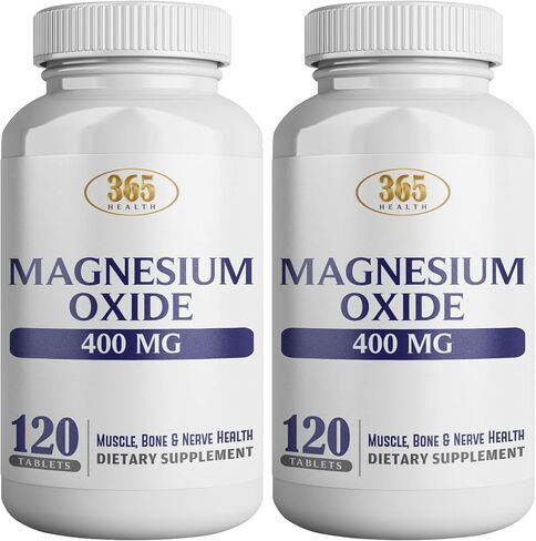 Magnesium 400mg [High Potency] Supplement – Magnesium Oxide for Immune Support, Muscle Recovery, Leg Cramps and Relaxation 120 Tablets-USA Made in Kuwait