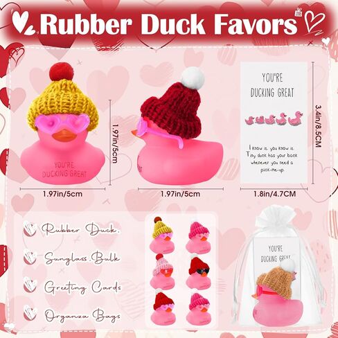 Deekin 30 مجموعة من مجموعة هدايا شكرًا لك، أنت تتخلص من بطاقات البهجة الرائعة، بط مطاطي صغير مع نظارات وقبعات مع أكياس الأورجانزا للبطاقات، لعبة كبيرة للرحلات البحرية للأطفال والطلاب وزملاء العمل (قبعة) in Kuwait