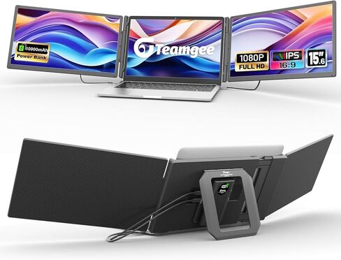 Teamgee P1 Plus Laptop Screen Extender 13.3" FHD 1080P IPS Display，Dual USB & HDMI Portable Monitor, Plug-and-Play Compatible with Mac/Windows/Android, Fits 13-17" Laptops in Kuwait