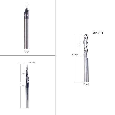 SpeTool 5 Pcs CNC Router Bit Sets Cabide Bit 1/4 Inch Shank Up Down Cut V Groove for Woodwork Beginner Engraving Slot in Kuwait