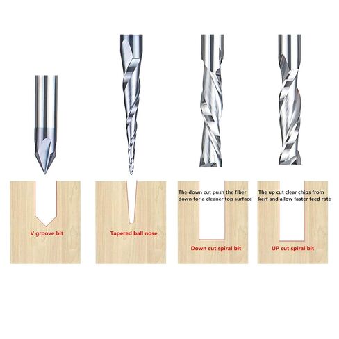 SpeTool 5 Pcs CNC Router Bit Sets Cabide Bit 1/4 Inch Shank Up Down Cut V Groove for Woodwork Beginner Engraving Slot in Kuwait