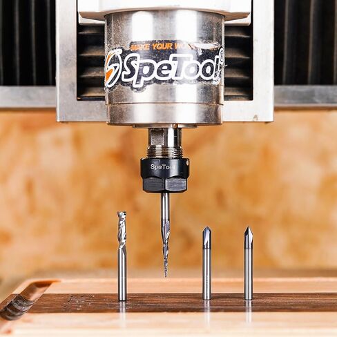 SpeTool 5 Pcs CNC Router Bit Sets Cabide Bit 1/4 Inch Shank Up Down Cut V Groove for Woodwork Beginner Engraving Slot in Kuwait