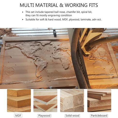 SpeTool 5 Pcs CNC Router Bit Sets Cabide Bit 1/4 Inch Shank Up Down Cut V Groove for Woodwork Beginner Engraving Slot in Kuwait