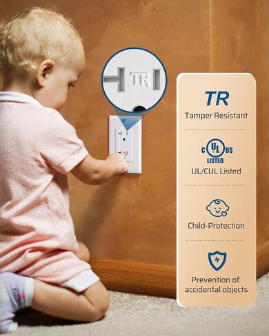 منفذ وعاء الديكور من DEWENWILS مع لوحة حائط، منفذ حائط كهربائي قياسي 15 أمبير، مقاوم للعبث، مدرج في قائمة UL، أبيض (10 عبوات) in Kuwait