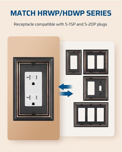 منفذ وعاء الديكور من DEWENWILS مع لوحة حائط، منفذ حائط كهربائي قياسي 15 أمبير، مقاوم للعبث، مدرج في قائمة UL، أبيض (10 عبوات) in Kuwait