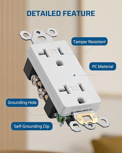 منفذ وعاء الديكور من DEWENWILS مع لوحة حائط، منفذ حائط كهربائي قياسي 15 أمبير، مقاوم للعبث، مدرج في قائمة UL، أبيض (10 عبوات) in Kuwait