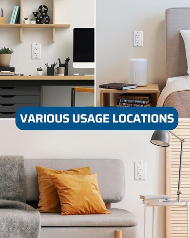 منفذ وعاء الديكور من DEWENWILS مع لوحة حائط، منفذ حائط كهربائي قياسي 15 أمبير، مقاوم للعبث، مدرج في قائمة UL، أبيض (10 عبوات) in Kuwait