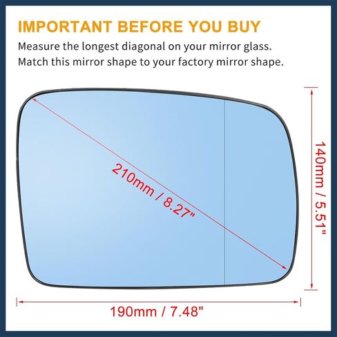 for Land for Rover LR3 2005-2009 Car Passenger Right Side Rearview Blue Tinted Mirror Glass Heated with Backing Plate in Saudi Arabia