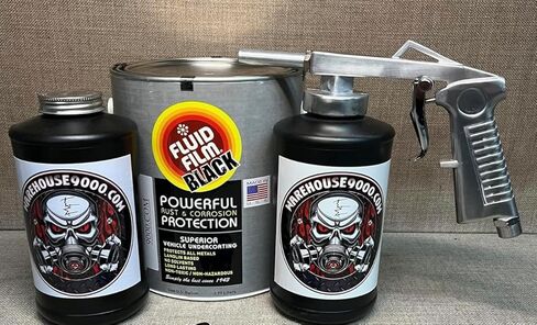 Fluid Film Black Gallon, Standard Economy Undercoating Gun, and 2 Black Quart Bottles in Saudi Arabia