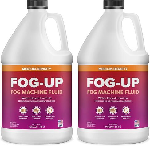 FogUp Medium Density Fog Juice - Extremely Long Lasting, High Output Non-Toxic Odorless Water-Based Fog Machine Fluid - (4 Pack) 1 Gallon, 128 fl oz for All Standard Fog Machines in Saudi Arabia