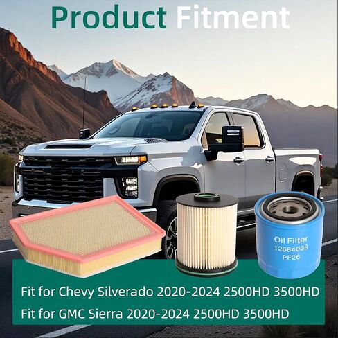 TP1015 PF26 A3248C (84554703) فلتر الوقود/الزيت/الهواء لمرشح الديزل Duramax مناسب لشيفي سيلفرادو لمحركات GMC Sierra 2500HD 3500HD 2020-2024 6.6L in Saudi Arabia