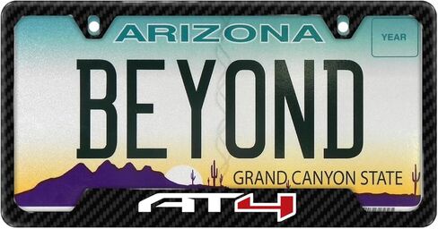 iPick Image for GMC AT4 Black Carbon Fiber Texture ABS Plastic 50 States License Plate Frame is Official Licensed in Saudi Arabia