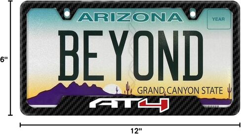 iPick Image for GMC AT4 Black Carbon Fiber Texture ABS Plastic 50 States License Plate Frame is Official Licensed in Saudi Arabia