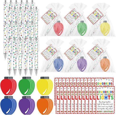 72 Pcs Christmas Gift for Coworker Bulk Christmas Bulbs Sticky Notes Bright Ballpoint Pen Motivational Cards with Organza Bag Appreciation Gifts for Employee Staff Team Teacher in Saudi Arabia