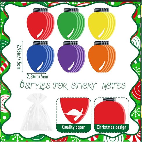 72 Pcs Christmas Gift for Coworker Bulk Christmas Bulbs Sticky Notes Bright Ballpoint Pen Motivational Cards with Organza Bag Appreciation Gifts for Employee Staff Team Teacher in Saudi Arabia