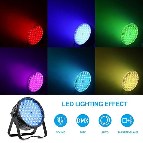 بيتوبر مصابيح مسرحية وامضة باضاءة LED 54×3 واط باضاءة RGB وDMX512/مصابيح دي جيه تعمل بالصوت لحفلات الزفاف والنوادي والحفلات الموسيقية (قطعتان) [فئة الطاقة A+++] in Kuwait