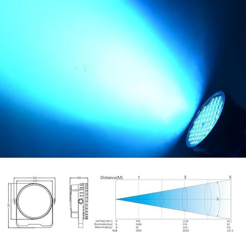 بيتوبر مصابيح مسرحية وامضة باضاءة LED 54×3 واط باضاءة RGB وDMX512/مصابيح دي جيه تعمل بالصوت لحفلات الزفاف والنوادي والحفلات الموسيقية (قطعتان) [فئة الطاقة A+++] in Kuwait