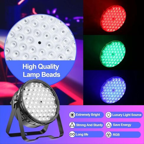 بيتوبر مصابيح مسرحية وامضة باضاءة LED 54×3 واط باضاءة RGB وDMX512/مصابيح دي جيه تعمل بالصوت لحفلات الزفاف والنوادي والحفلات الموسيقية (قطعتان) [فئة الطاقة A+++] in Kuwait