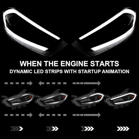 SPEC-D TUNING Black Smoke Projector Headlights w/Switchback Sequential LED Signal Tube and Startup Animation Compatible with 2013-2016 Dodge Dart, Left + Right Pair Headlamps Assembly in Saudi Arabia