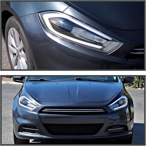 SPEC-D TUNING Black Smoke Projector Headlights w/Switchback Sequential LED Signal Tube and Startup Animation Compatible with 2013-2016 Dodge Dart, Left + Right Pair Headlamps Assembly in Saudi Arabia