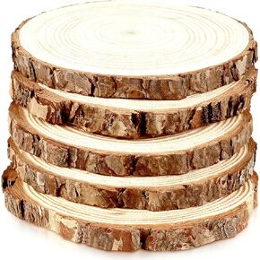 Fuhaieec 5pcs 5.5"-7" Unfinished Natural Wood Slices Circles with Tree Bark Log Discs for DIY Craft Woodburning Christmas Rustic Wedding Ornaments in Saudi Arabia