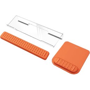 MOSISO Computer Keyboard Stand&Wrist Rest Support for Keyboard &Mouse Pad Set, Ergonomic Massage Wrist Rest Set, Easy Typing Working Acrylic Clear Stand for Office Home, Apricot in Kuwait