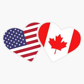 Magnet Canada USA Flag Heart Canadian Americans Love Cute Magnetic Vinyl Sticker 5" in Saudi Arabia