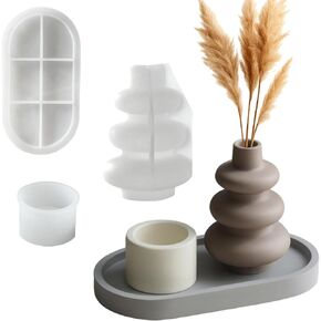Silicone Mold Set of 3 – Oval Tray, Small Vase & Candle Holder | Molds for Plaster, Cement, Resin, and Wax – Form Me™ in Saudi Arabia